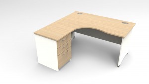 Crescent desk with support pedestal