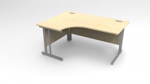 Curved desk with cantilever leg frame